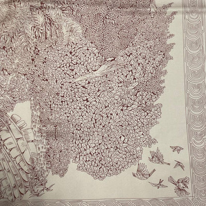 Hermes Legend Of The Trees Scarf Lion Sheep Silk Pink