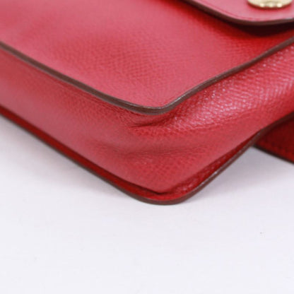 Hermes Pochette Green Courchevel Rouge Vif Blue France Waist Bag Leather Blue