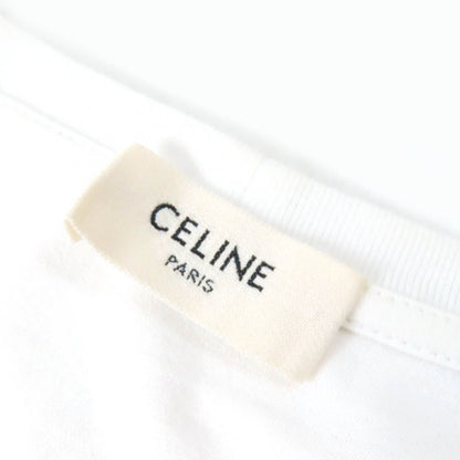 Celine 2x314916g 100% Cotton Logo Print Crew Neck Short Sleeve T-shirt White