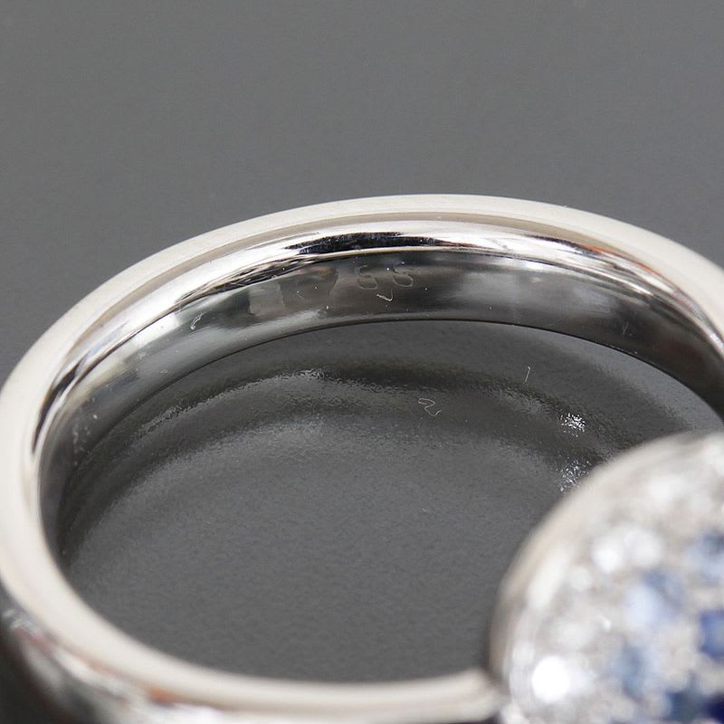 Chanel Sapphire Diamond Ring 18K White Gold 750 E0969