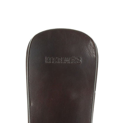 Hermes Leather Wood Sole Belt Sandals Women's 35 Brown Made In Spain