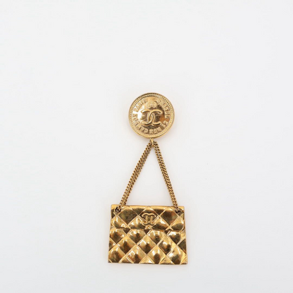 Chanel Brooch Matelasse Coco Mark Bag Motif Accessories Gold Vintage