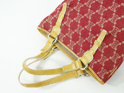 Authentic Celine Macadam Tote Handbag Canvas Red Macadam Bag Pre-owned [follow-u