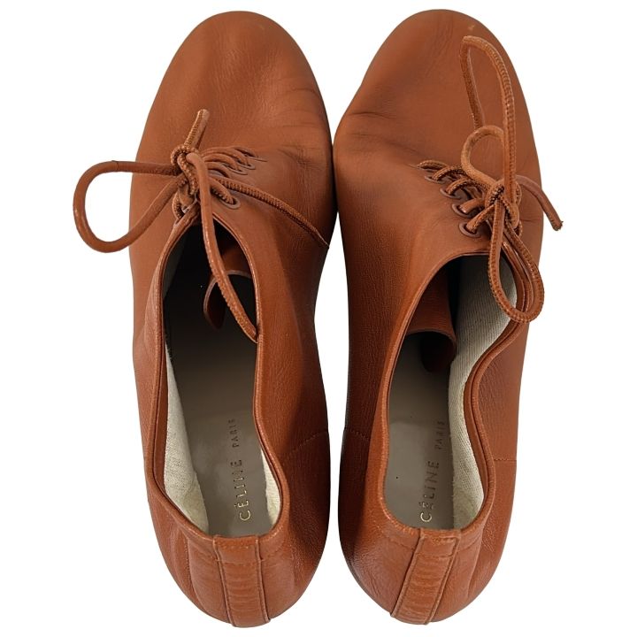 Celine ③ Leather Short Boots Women's Brown 36