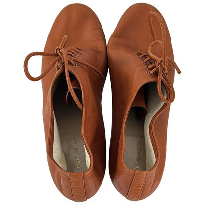 Celine ③ Leather Short Boots Women's Brown 36