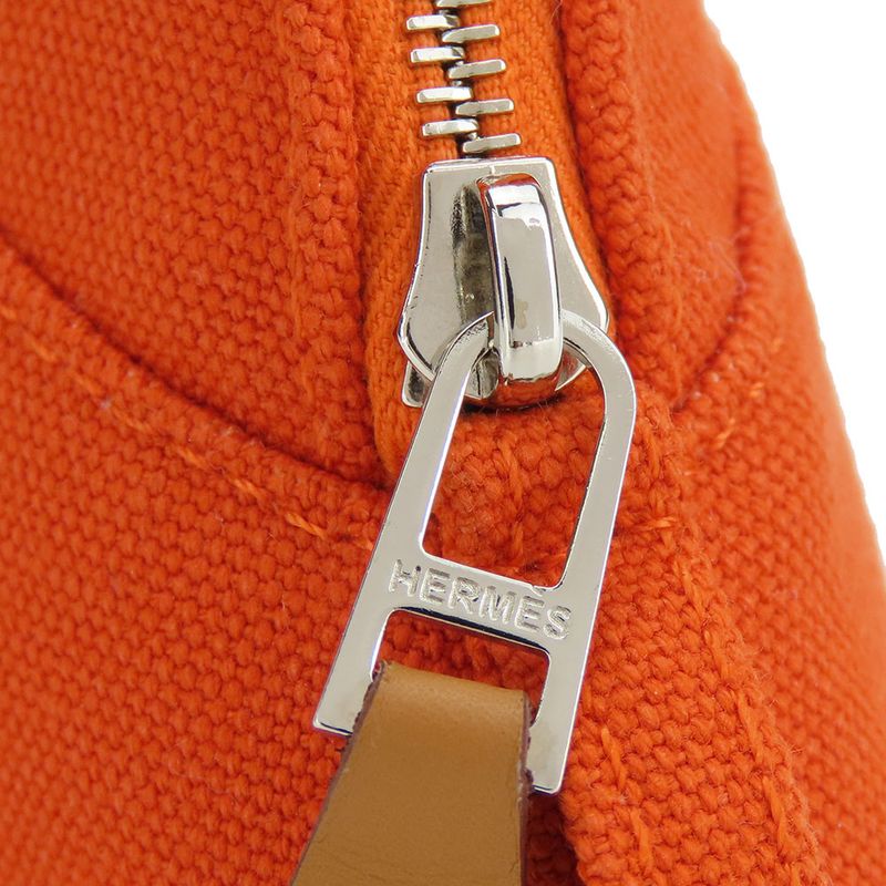 Hermes Pouch Bolide Pouch Mini Cotton Orange Silver Hardware Small Bag Bag-in-ba