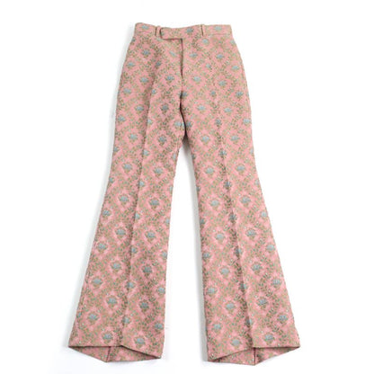 Gucci 621738 Silk Blend Flower Jacquard Flared Center Press Pants Pink 36 Made