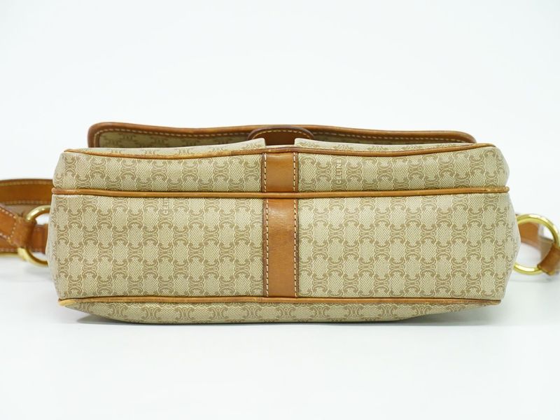 Authentic Celine Macadam Shoulder Bag Pochette PVC Beige Macadam Bag Pre-owned