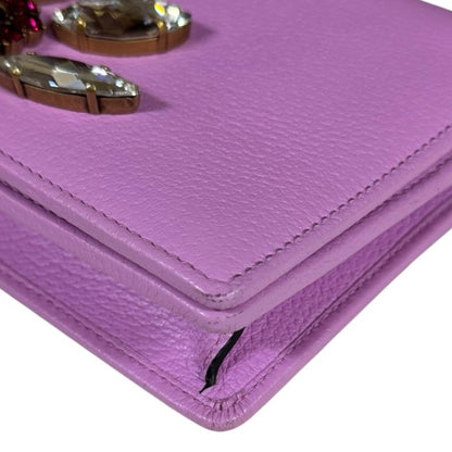 Gucci Crystal Bijoux GG Marmont Shoulder Bag Leather 499782 Pink Ladies Gucci