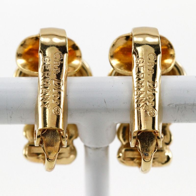 [dior] Christian Dior Vintage Gold Plated And Rhinestone Ladies 5.4g Earring
