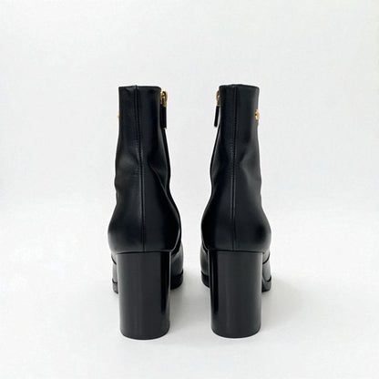 Christian Dior D-town Boots Short Shoes Leather Black Gold Logo