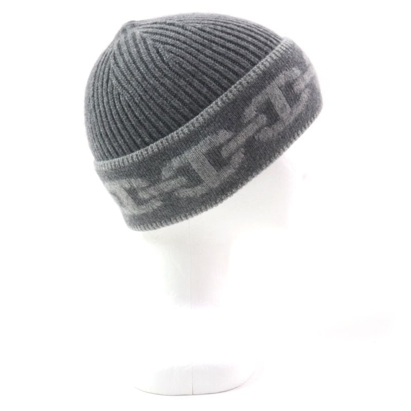 Hermes Chaine D'ancre 99% Cashmere Hat Knit Cap Gray M Storage With Bag Made