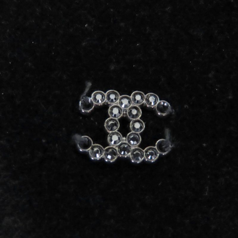 CHANEL 22AW P73405v64996 Coco Mark Striped Velvet Paneled Top Black 36 Made In