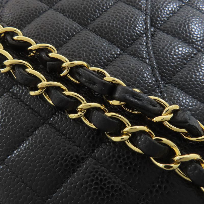 Chanel Double Flap Matelasse Gold Hardware Shoulder Bag Grained Calfskin Women