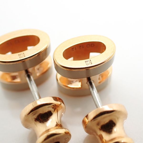 Hermes Pop Ash Mini Earrings PG Pink Gold X Marron Glace With Box Rose Gold Pop