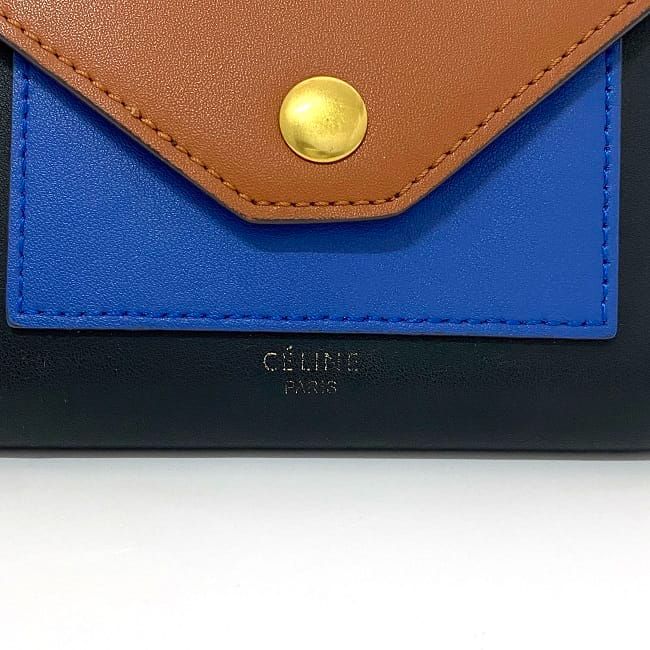 Celine Trifold Wallet Black Brown Blue Gold