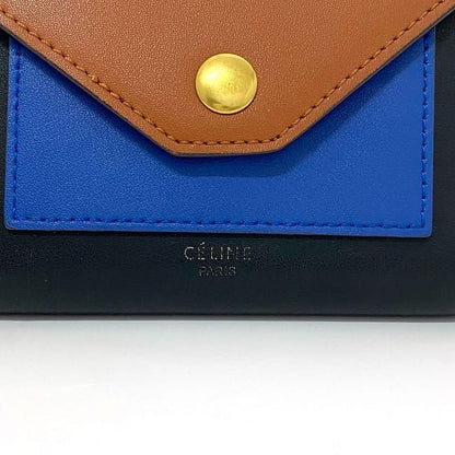 Celine Trifold Wallet Black Brown Blue Gold