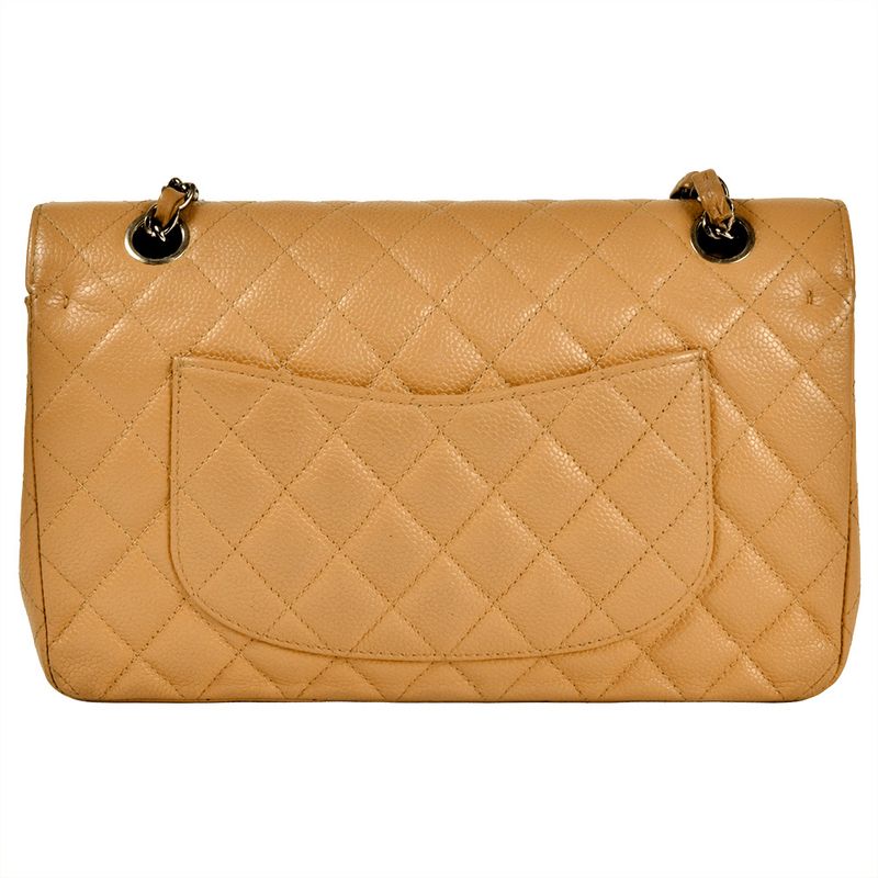 Chanel Matelasse 25 W Flap Chain Shoulder Bag Lamb Skin A01112 Beige Silver