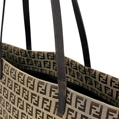Fendi Tote Bag Beige Brown Zucchino 8bh025 Excellent Condition