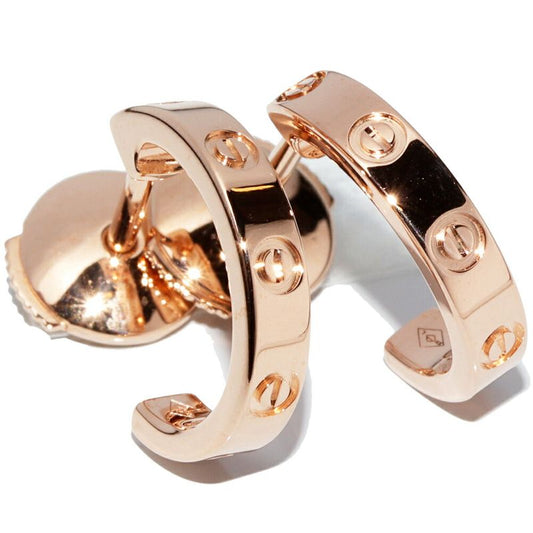 Cartier Earrings 18K Pink Gold Mini Love Earrings Hoop Earrings B80290