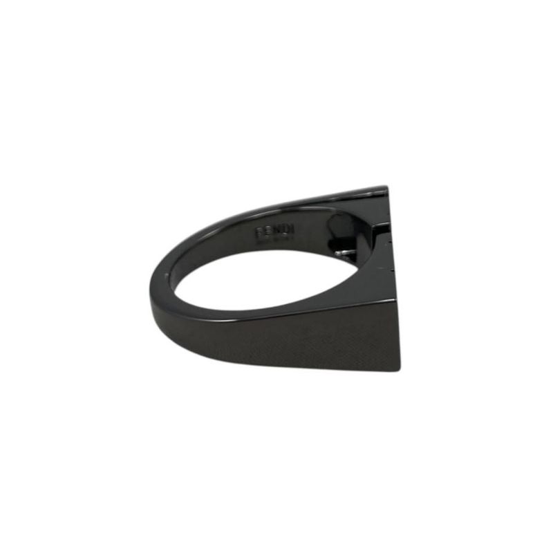 Fendi Ring Logo Letta 7 Aj272 M Size Black