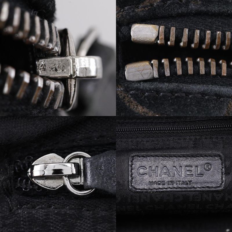 Chanel Camellia Chain Shoulder Suede Black Women's Tote Bag