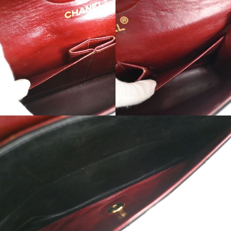 Chanel Matelasse Double Flap Chain Shoulder Bag Black Gold Hardware 898bs154