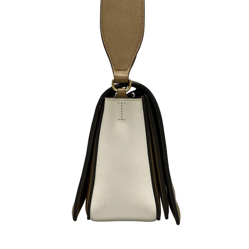 Celine Shoulder Bag Frame Medium Beige And Brown Leather