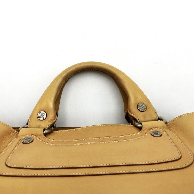 Celine CE00 13 Boogie Bag Handbag Beige Leather Women Men Fashion