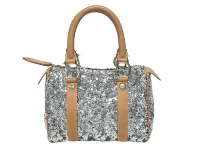 Dior Mini Boston Bag Sequin Leather Silver