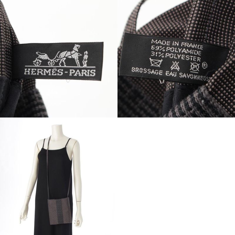 Hermes Canvas Sakosh Her Line Shoulder Bag Black