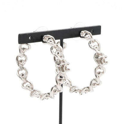 Chanel Earrings Earring Silver Coco Mark Hoop Earrings