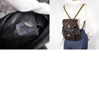 Chanel Matelasse Chain Backpack Coco Mark A10177 Lambskin Black Women's