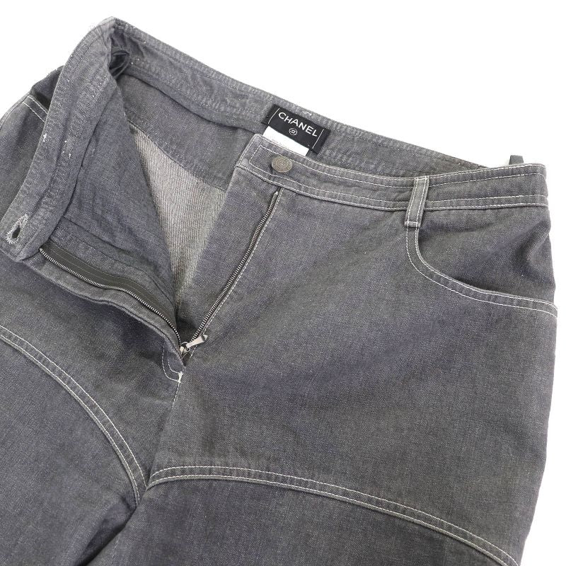 CHANEL Vintage 01P P17693 100% Cotton Coco Mark Rhinestone Coco Button Denim