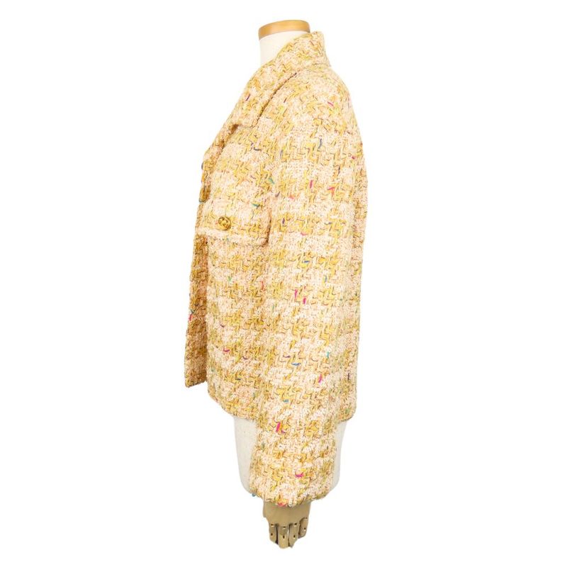 Chanel Tailored Jacket 38 Wool Nylon Acrylic Orange Multicolor Tweed Apparel