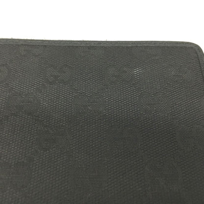 Gucci GG Canvas X Leather Round Zipper Long Wallet 307980 Black