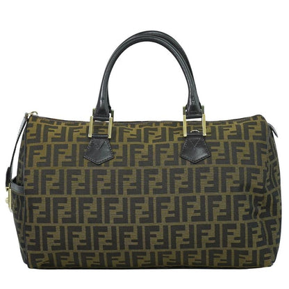 Authentic Fendi Zucca Mini Boston Bag Handbag Canvas Brown 8bl105 Zucca Bag