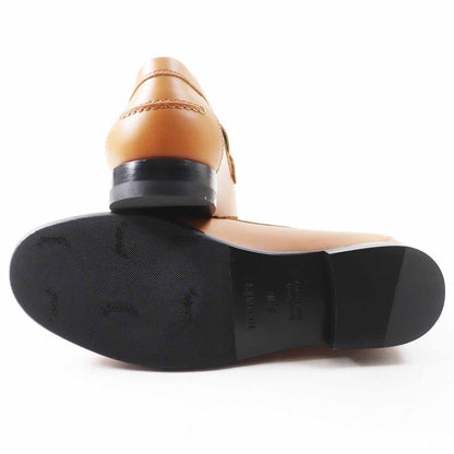 Hermes Destin Silver Hardware Kelly Buckle Leather Loafers Camel 36.5 With Box