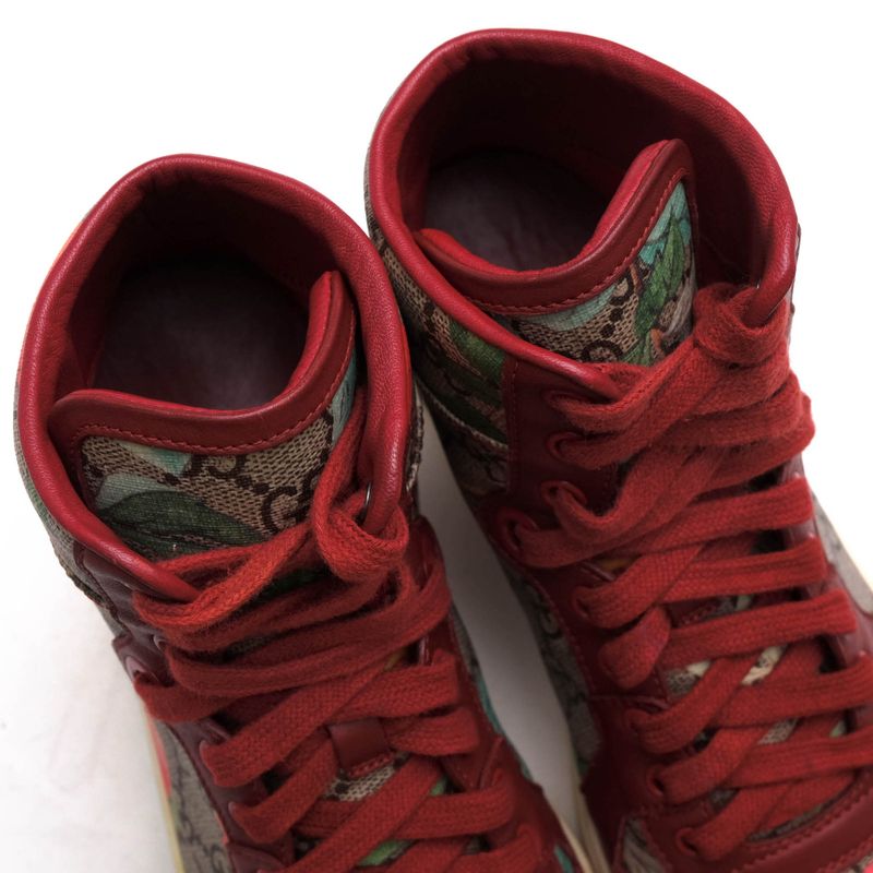 Gucci Shoes Sneakers Shoes High Cut Women PVC Leather Beige 427064 GG Tian