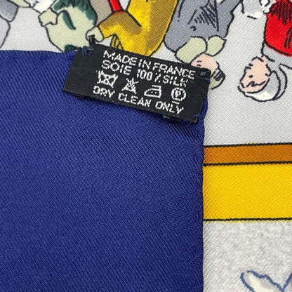 Hermes Carre 90 Neige D'antan Last Year's Snow Navy 100% Silk Scarf