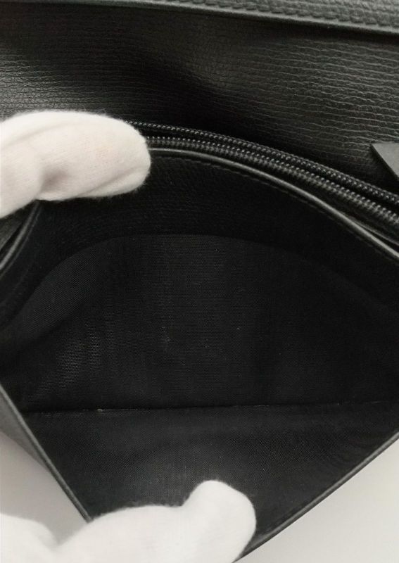 Chanel Long Wallet Coco Button Bifold Wallet Black Leather 60bs190