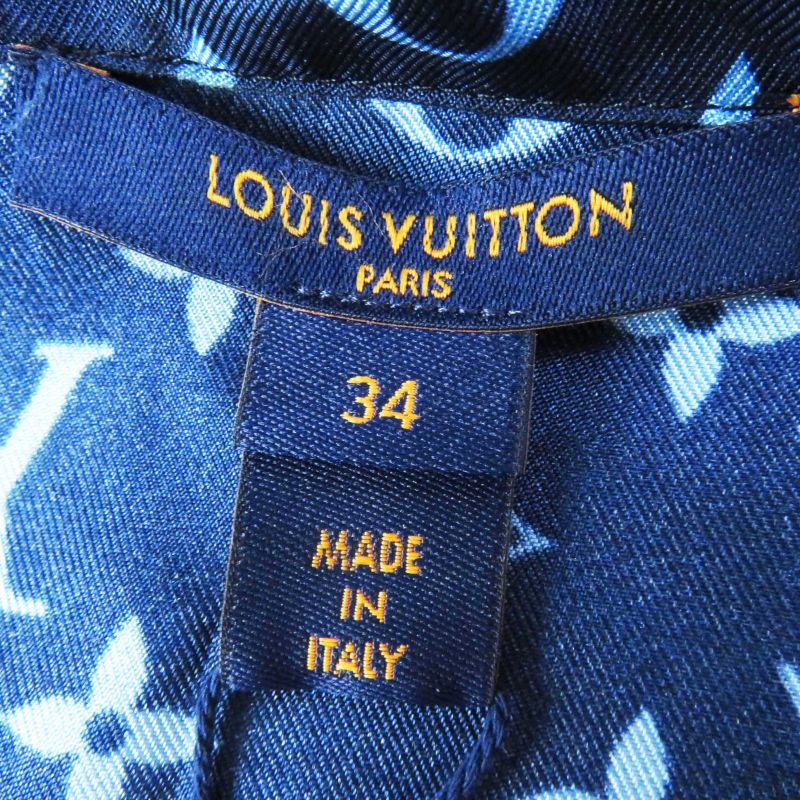 Louis Vuitton 22AW 100% Silk Monogram Pajama Shirt/long Sleeve Shirt Navy