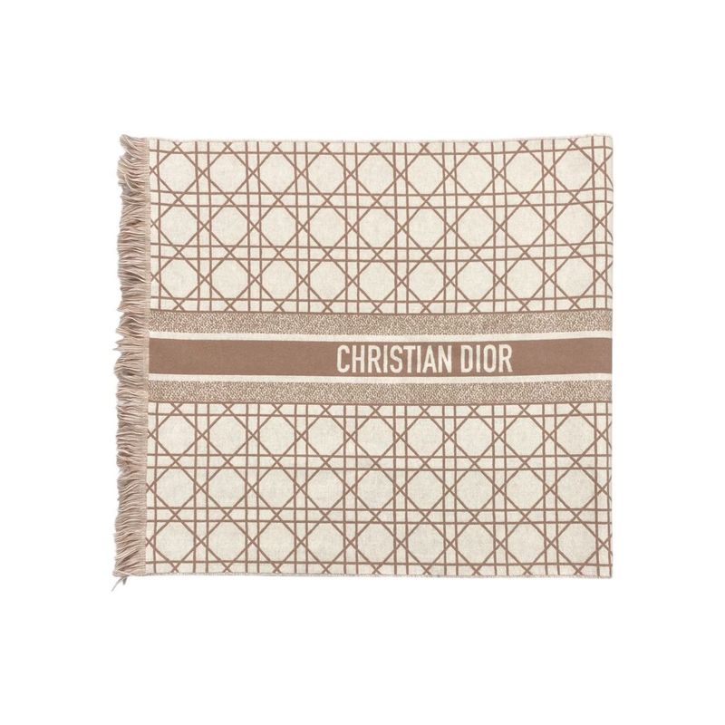 Christian Dior Scarf Canage 31can205i005 Logo Cashmere Wool Pink White Christian
