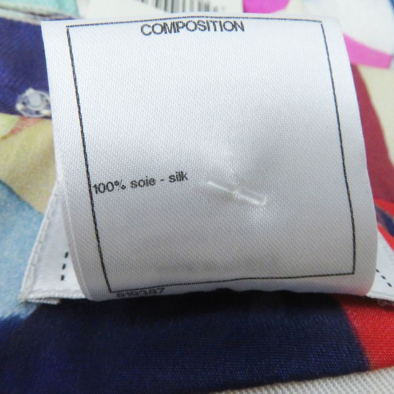 CHANEL P53088 16C 100% Silk Coco Mark Pattern Short Sleeve Dress Pink Blue Red