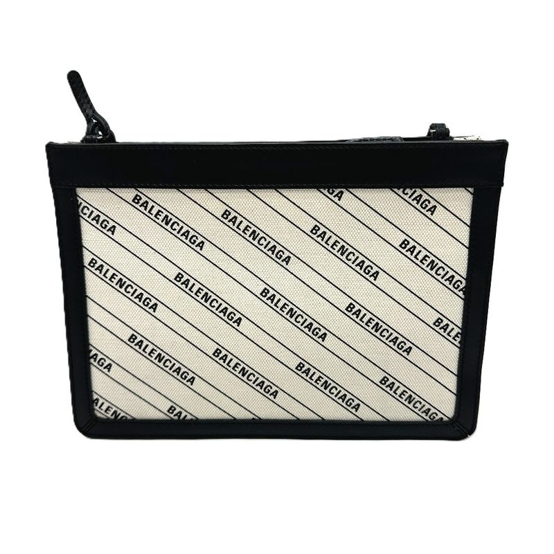 Balenciaga Shoulder Bag Total 528147 Leather / Canvas White And Black