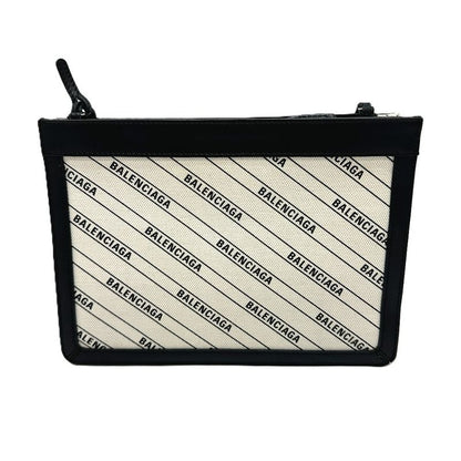 Balenciaga Shoulder Bag Total 528147 Leather / Canvas White And Black