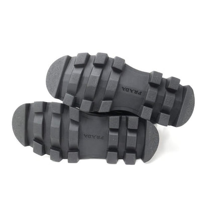 Prada Boots Size 6 Triangle Logo Combat Boots Leather Shoes Made In Italy