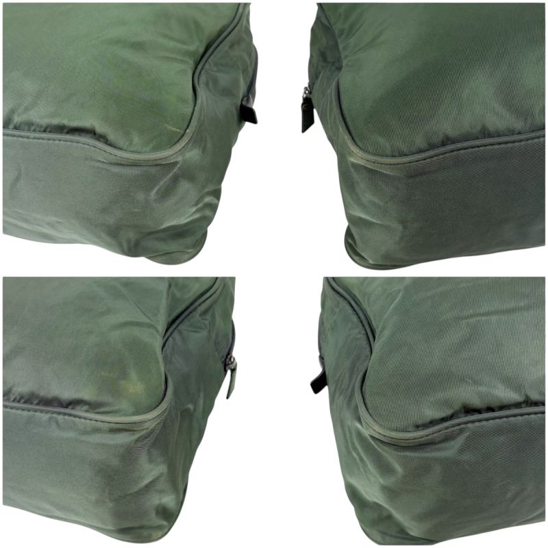 Prada Triangle Logo Mini Tote Shoulder Bag Green Khaki Tessuto Nylon