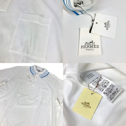 Hermes Polo Shirt H Logo Line Cotton White