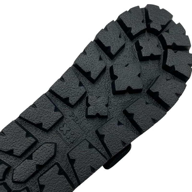 Prada Sandals Shoes Leather Black Unused Slide Sandals Triangle Logo